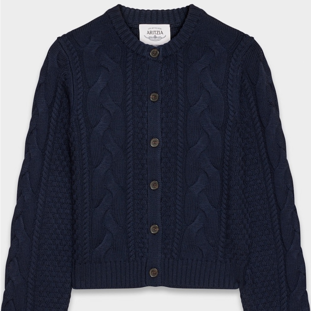 Heritage Knit Merino Wool Crew Cardigan